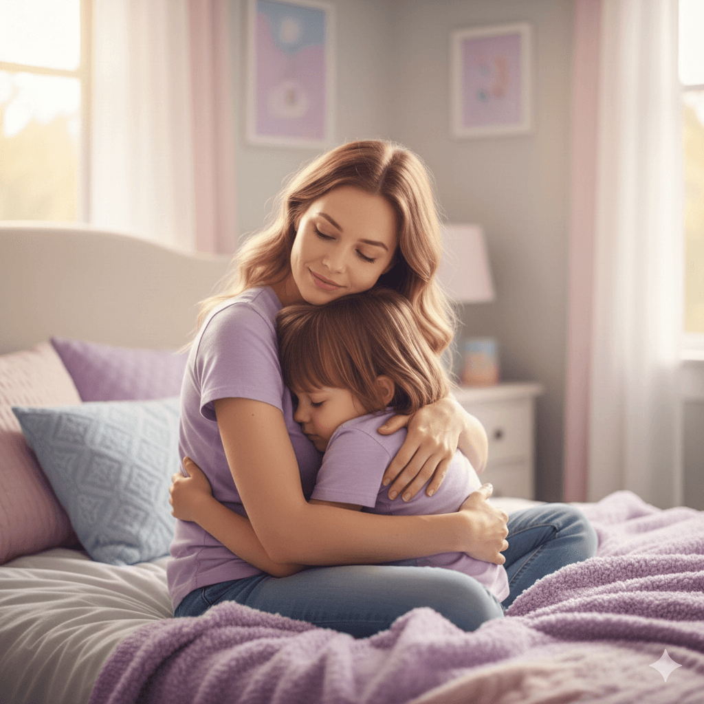 Mother comforting child with understanding and love